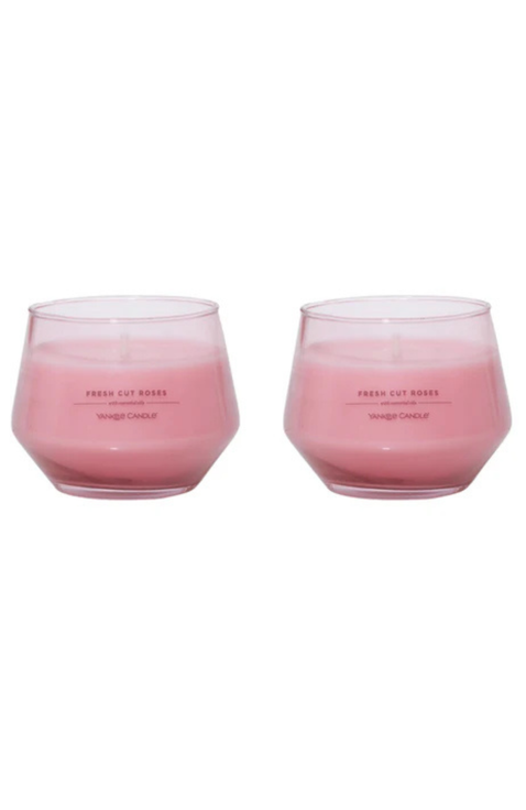 Fresh Cut Roses Studio Candle with Essential Oils, Set of 2
