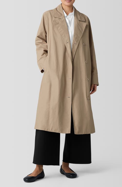 Eileen Fisher Lightweight Belted Trench Coat In Biscuit