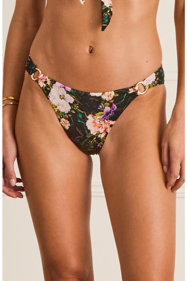 Ring Front Alexis Cheeky Pant Bikini Bottom, Main, color, Black Floral Print