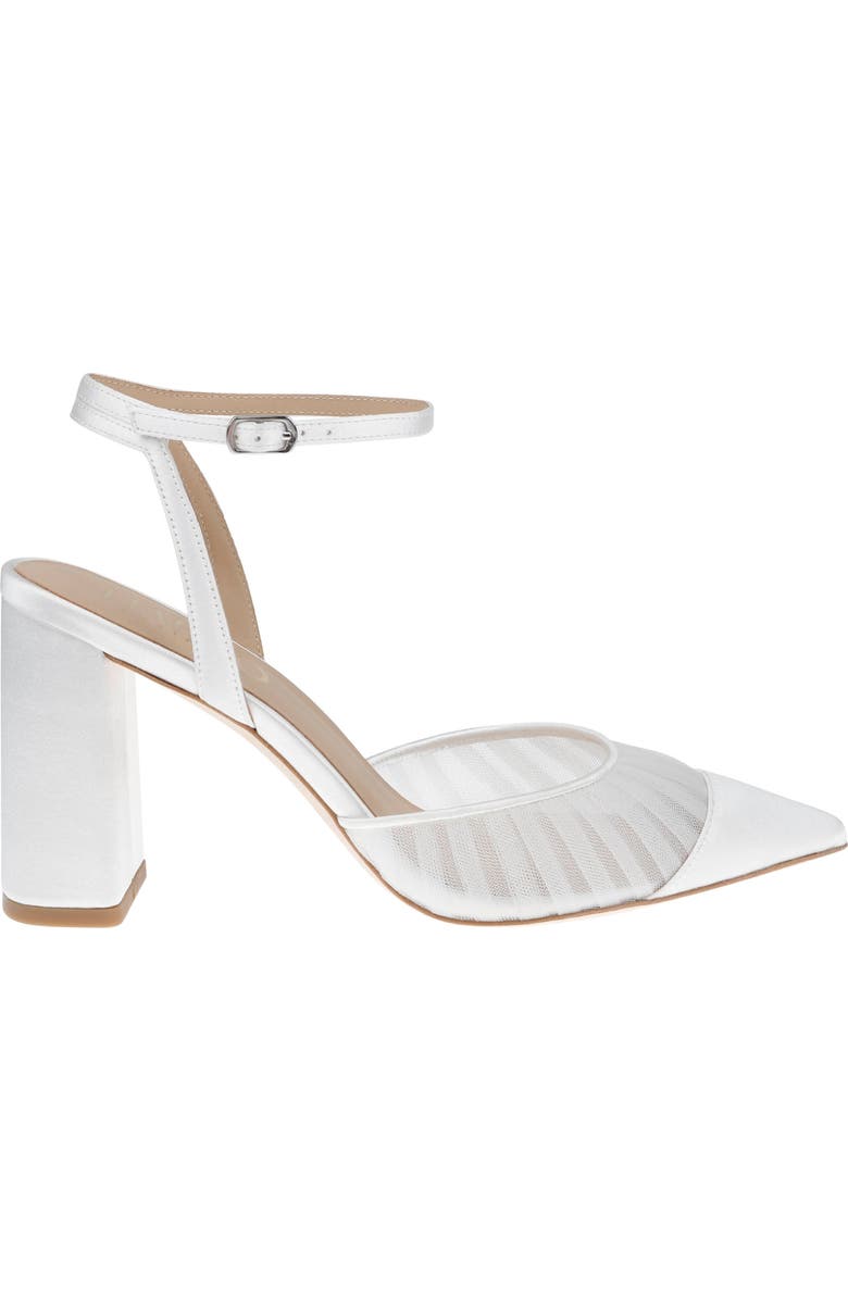 HARLO Australia Fallon - Satin Bridal Block Heel with Pleated Tulle Detail, Main, color, Soft White Satin