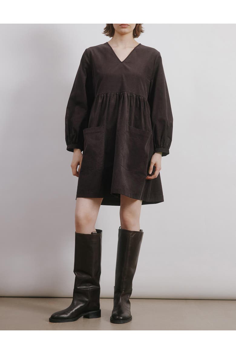 Short Cord Pocket Dress, Alternate, color, Chocolate
