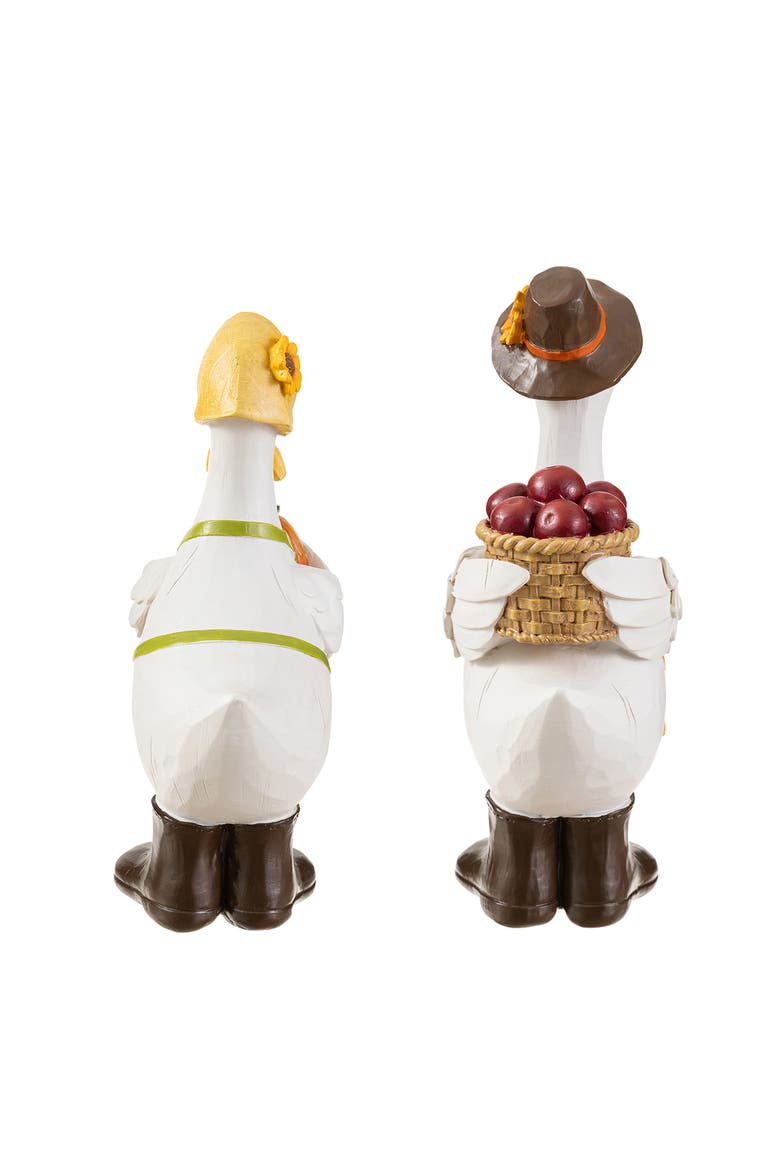 Set of 2 Fall Resin Geese Table Decor, Alternate, color, White