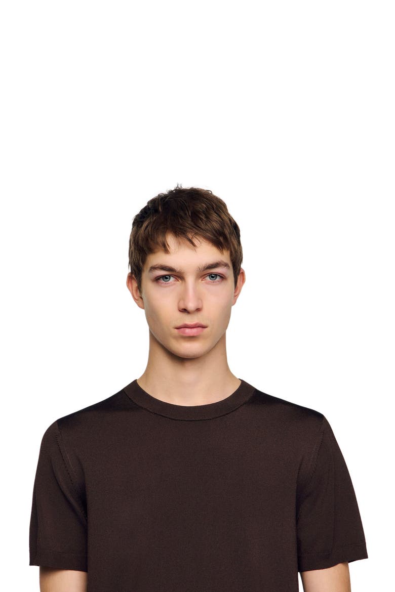 Knitted T-shirt, Main, color, Chocolate