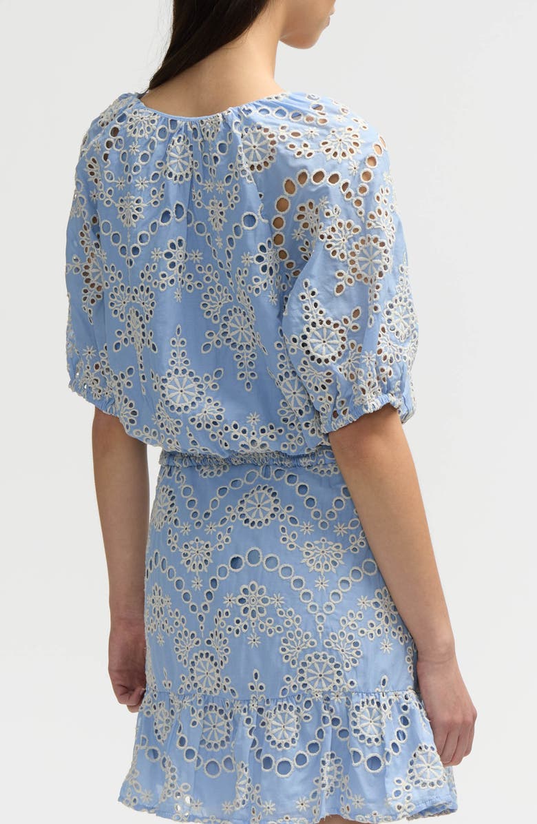 NVLT Eyelet Puff Sleeve Top, Alternate, color, Chambray