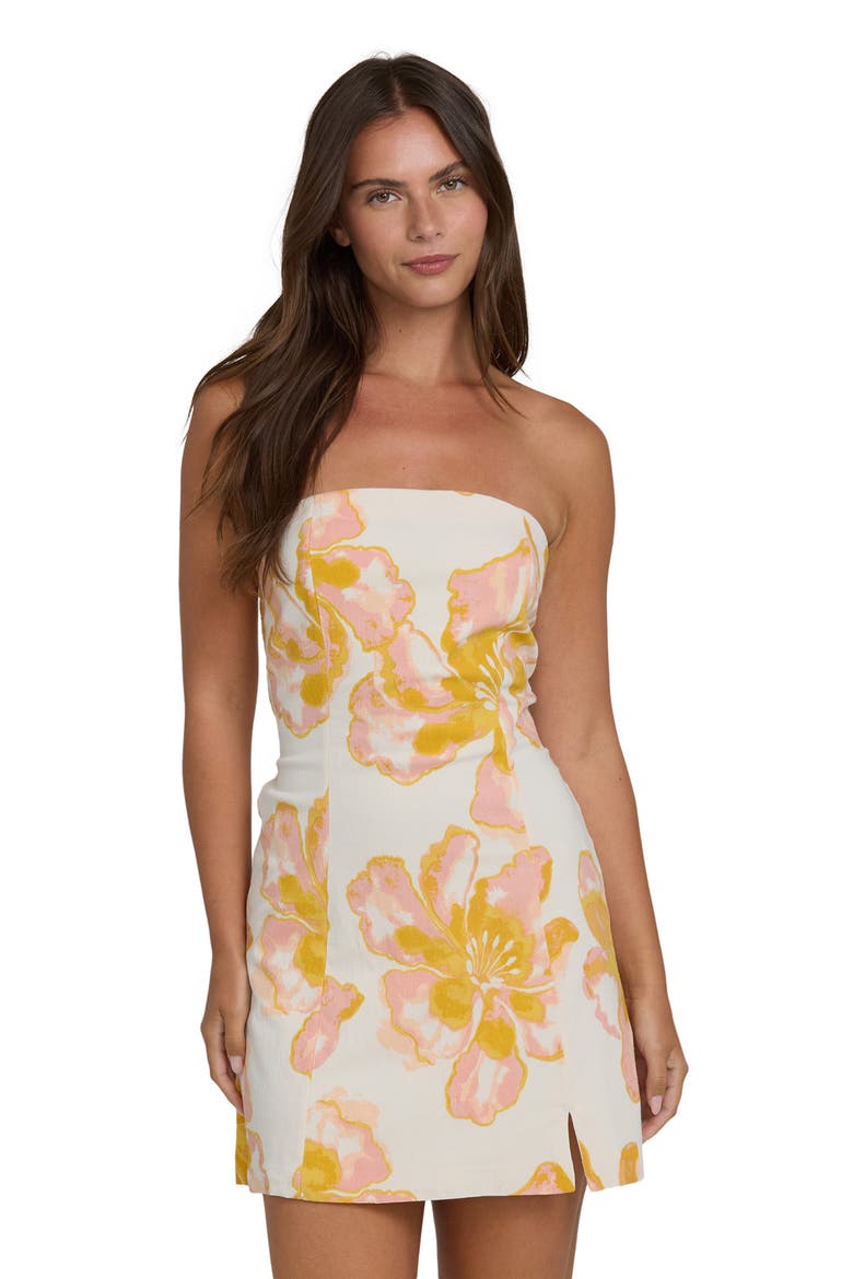 Floral Trippin Strapless Minidress, Alternate, color, SALT CRYSTAL