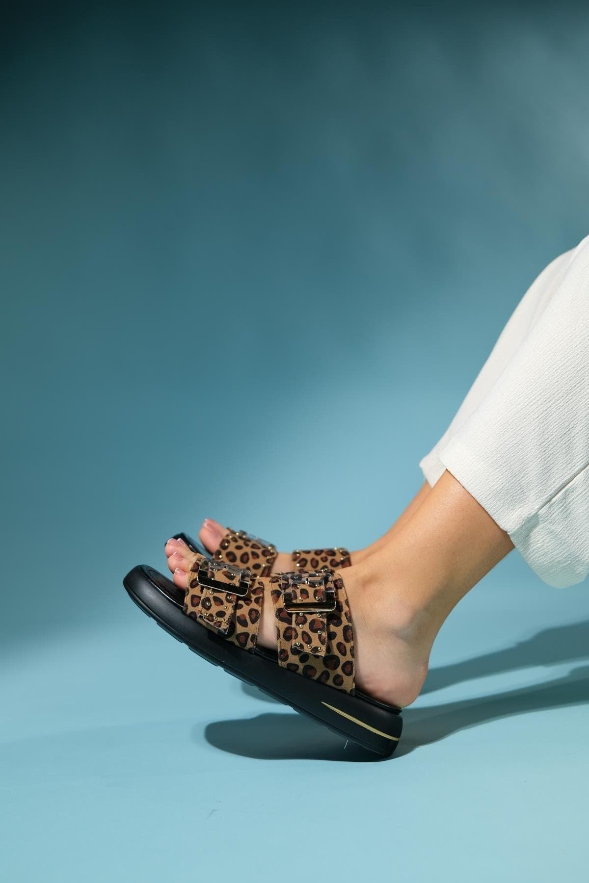 Prologue Shoes Zley Buckle Sandal, Alternate, color, Leopard Faux Leather