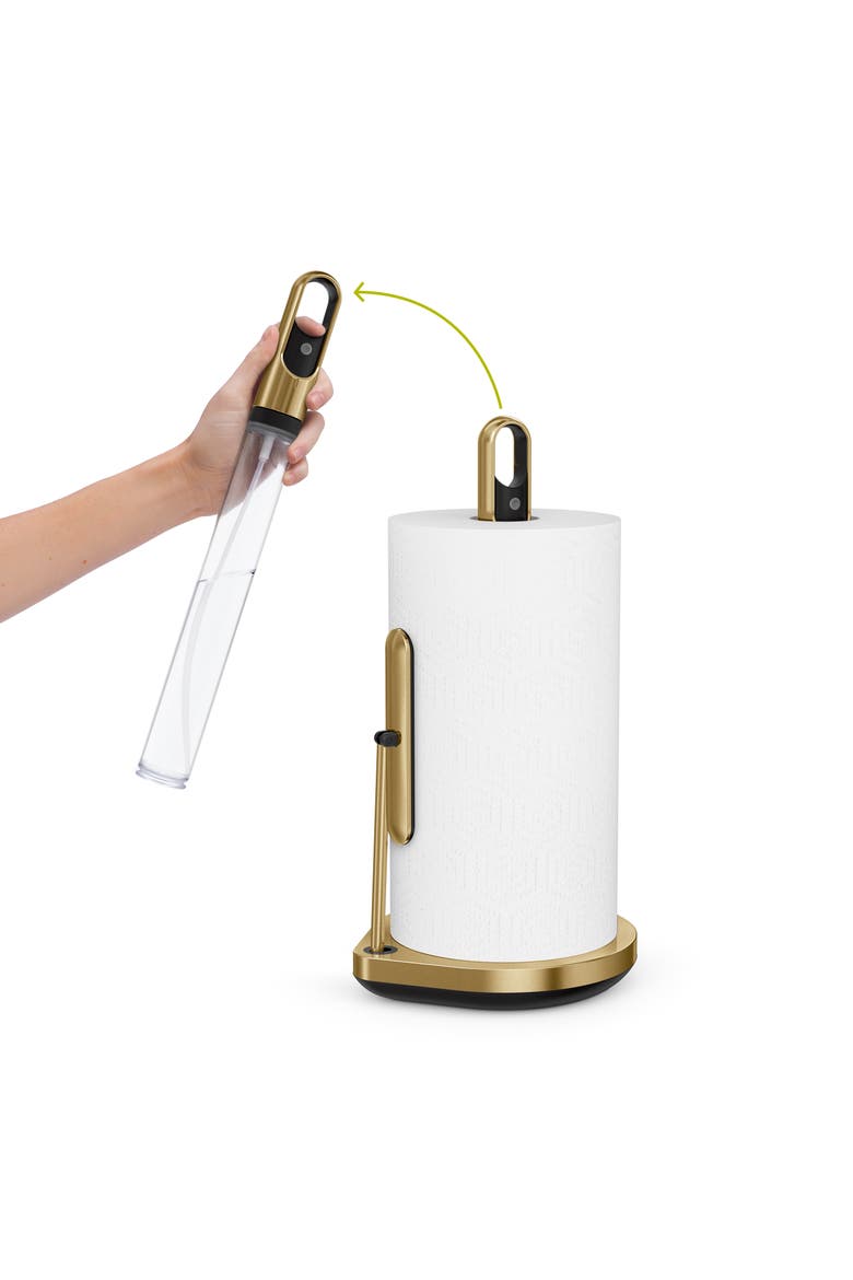 paper towel holder with spray, Main, color, Brass