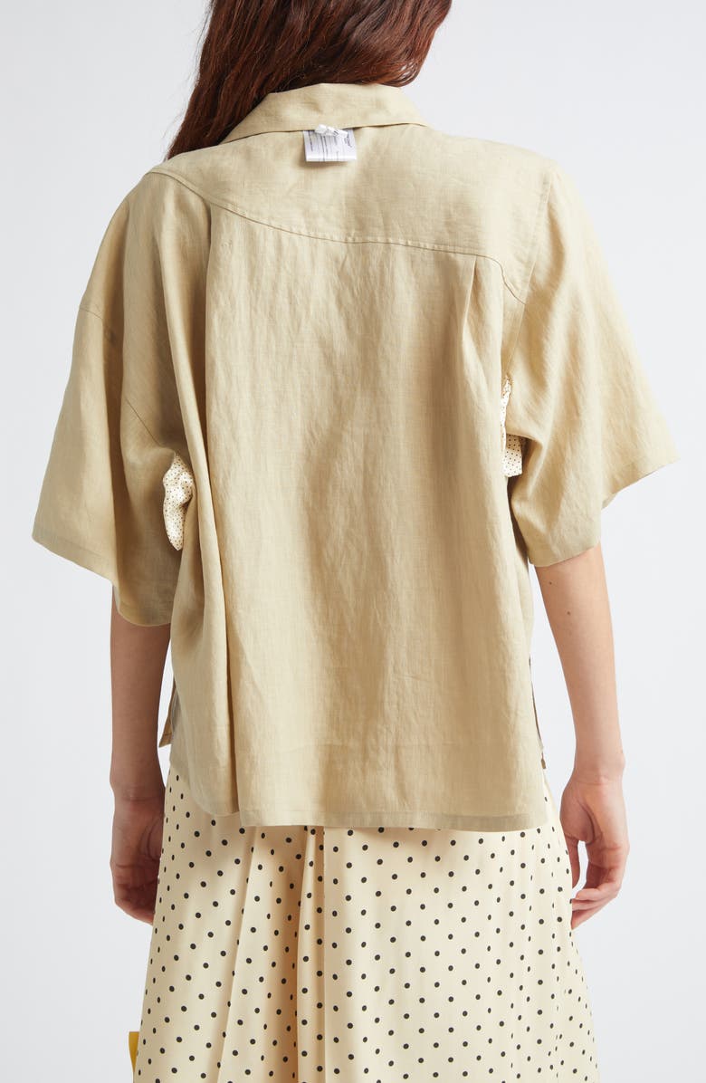 Undercover Asymmetric Linen Camp Shirt, Alternate, color, Beige