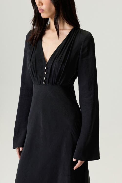 Nocturne Crystal Button Detailed Maxi Dress In Black