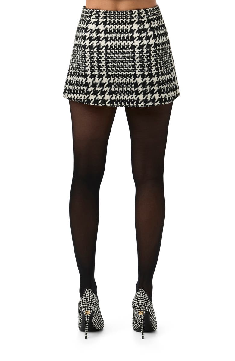 Naked Wardrobe Houndstooth Crossover Miniskirt, Alternate, color, Black / White