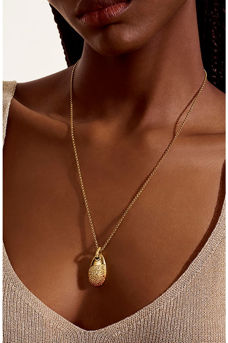 Artisan Series 18k Gold Sapphire Pebble Pendant Necklace, Alternate, color, GOLD