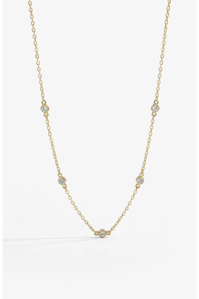 Dainty Crystal Station Necklace, Main, color, Gold