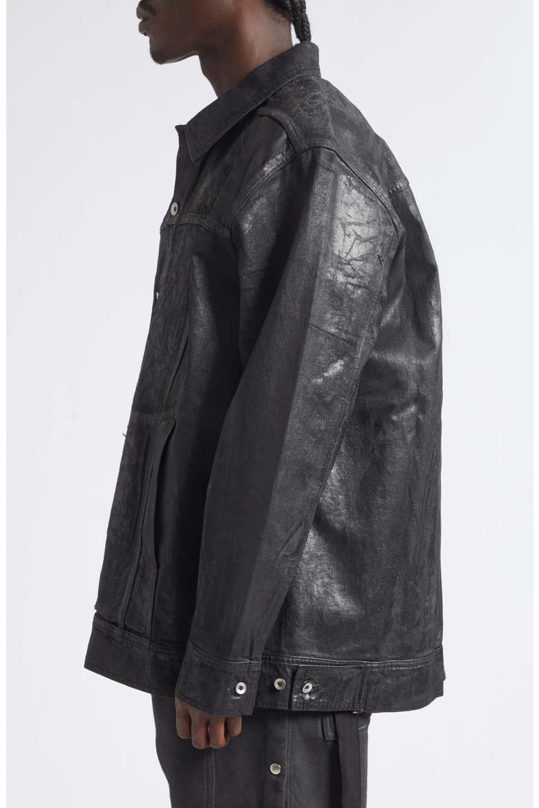 Jumbo Worker Coated Denim Jacket, Alternate, color, BLACK
