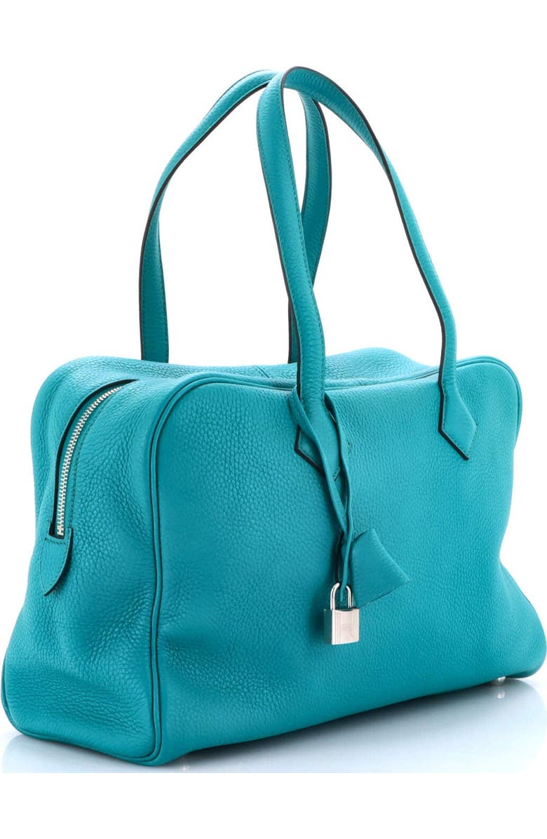 Pre-Owned Hermes Victoria II Bag Clemence 35, Alternate, color, Bleu Paon