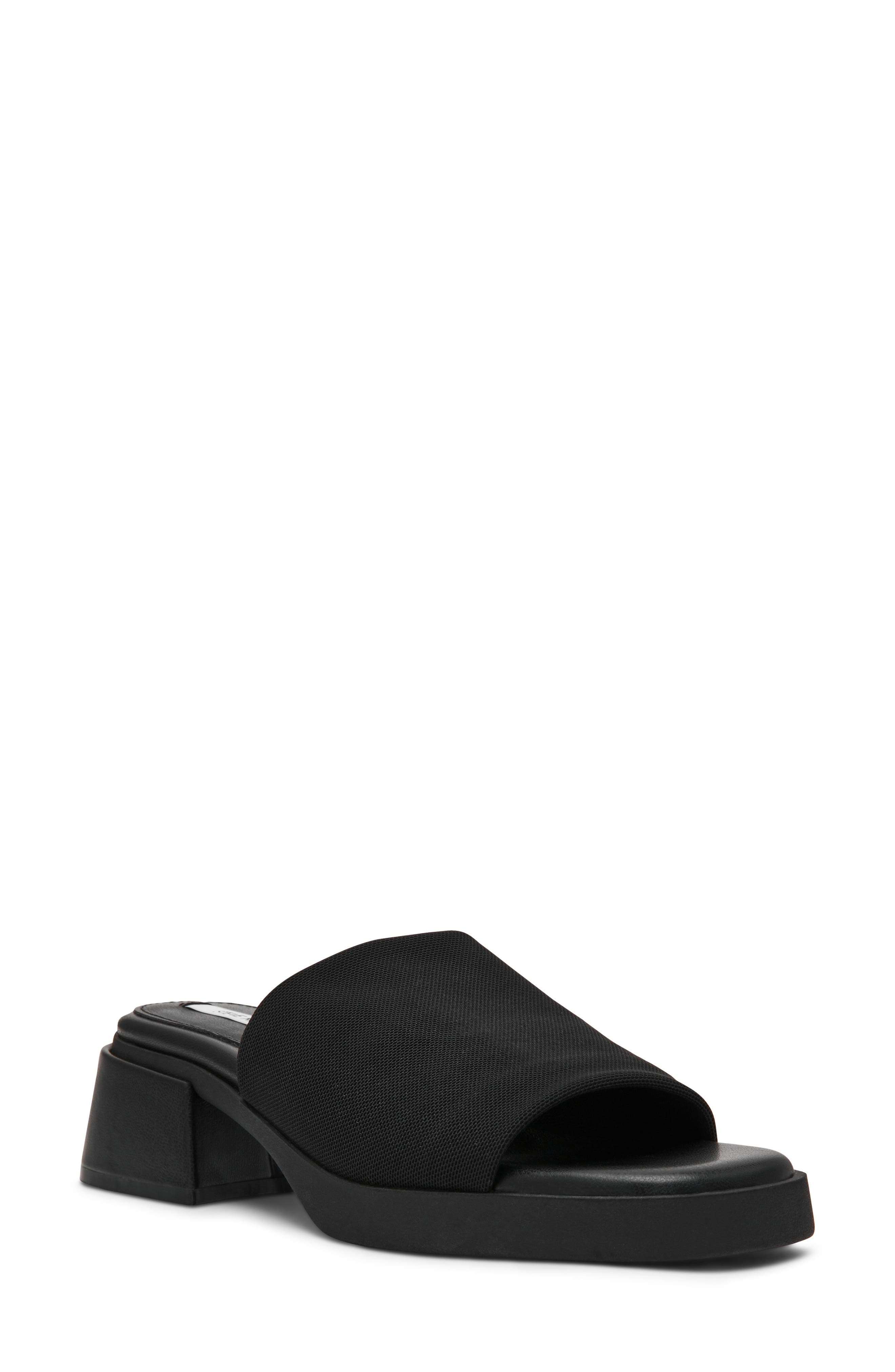 Steve Madden Lucee Platform Slide Sandal, Main, color, Black