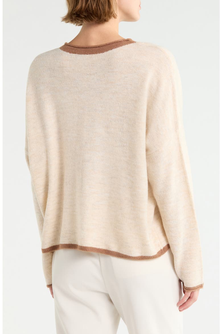 Tipped Roll Collar Cardigan, Alternate, color, MALTED