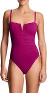 Lauren Ralph Lauren 'V' Underwire One-Piece Swimsuit