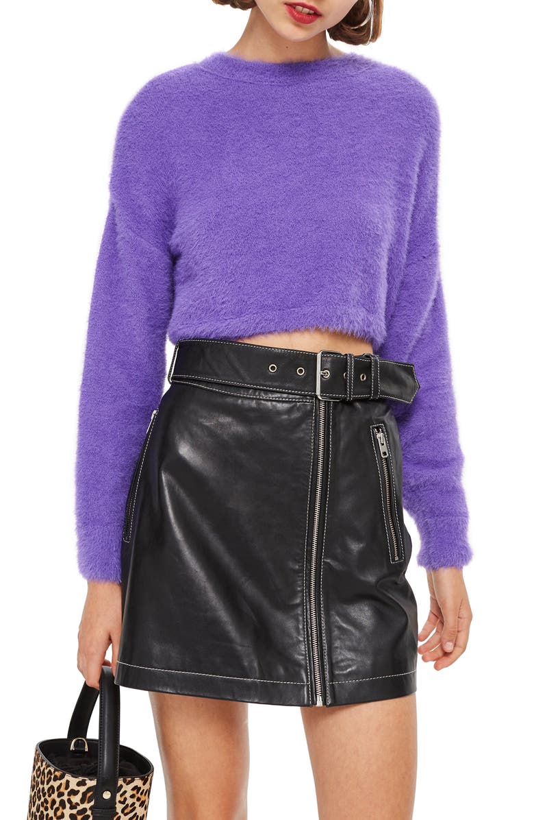 Topshop Fluffy Crop Sweater, Main, color, 