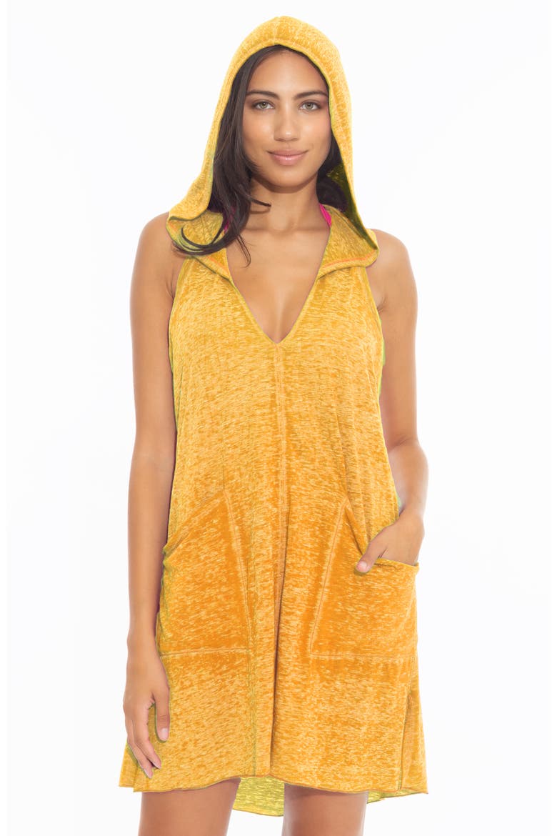 Beach Date Hooded Cover-Up Dress, Alternate, color, GOLD