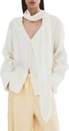 MANGO Scarf Neck Button-Up Top
