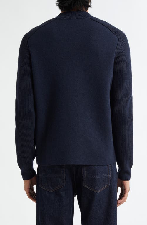 Sunspel Double Face Lambswool Blend Bomber Jacket In Navy