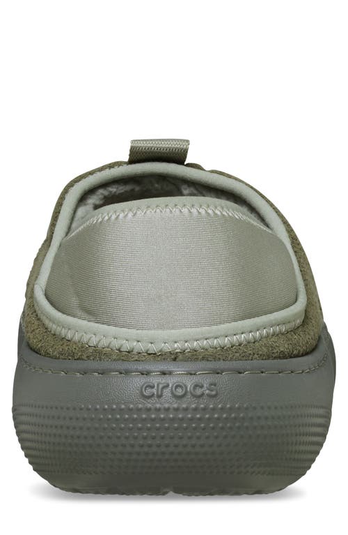Crocs Classic Vegan Suede Quilted Slip On Shoe In Green