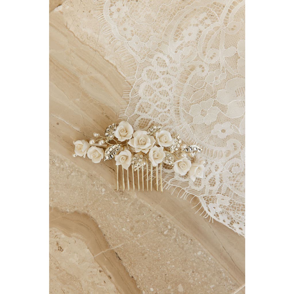 Untamed Petals Victoria Crystal Floral Comb In Neutral