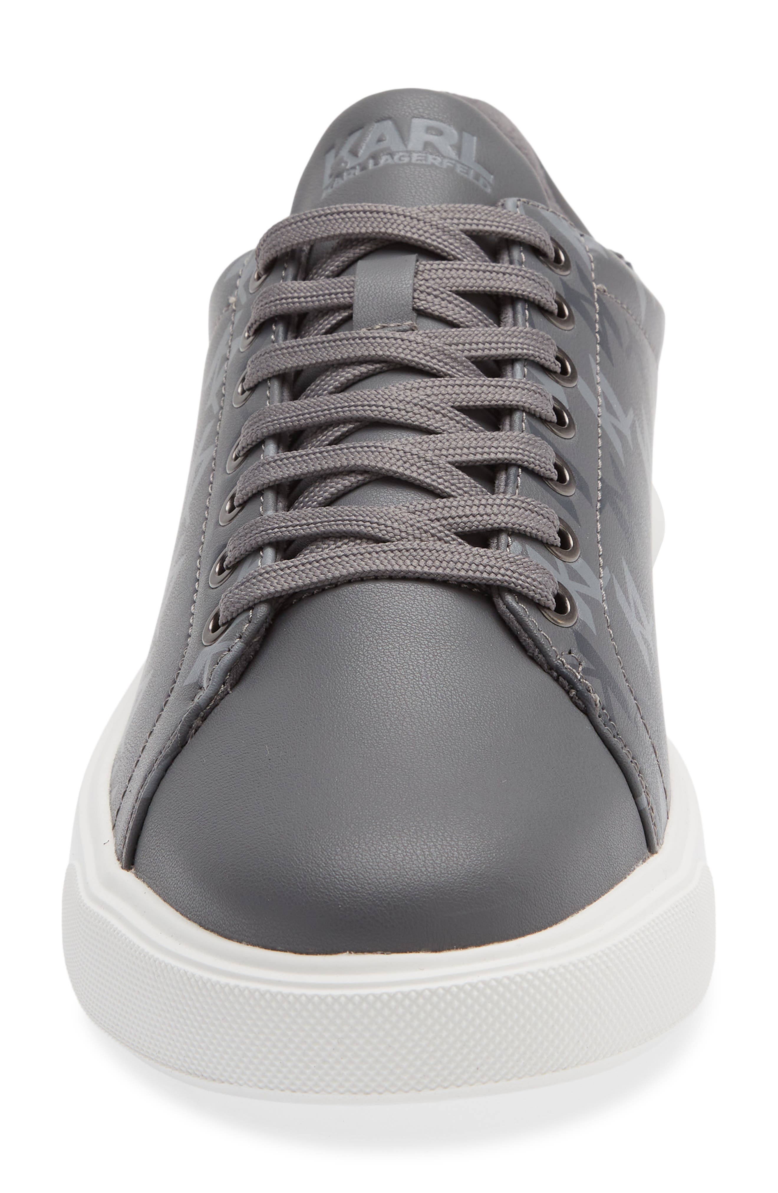 KARL LAGERFELD PARIS Side Logo Grid Low Top Sneaker, Alternate, color, Grey