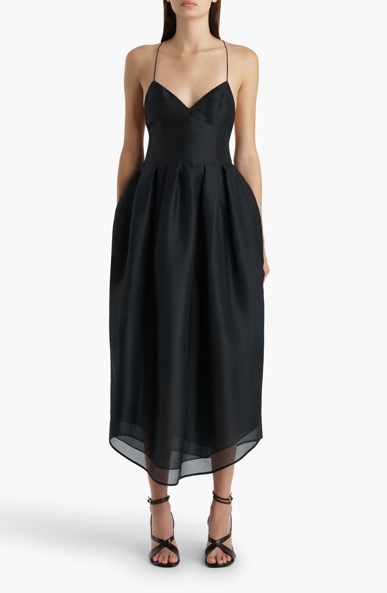 Khaite Colette Silk Organza Gown, Main, color, Black