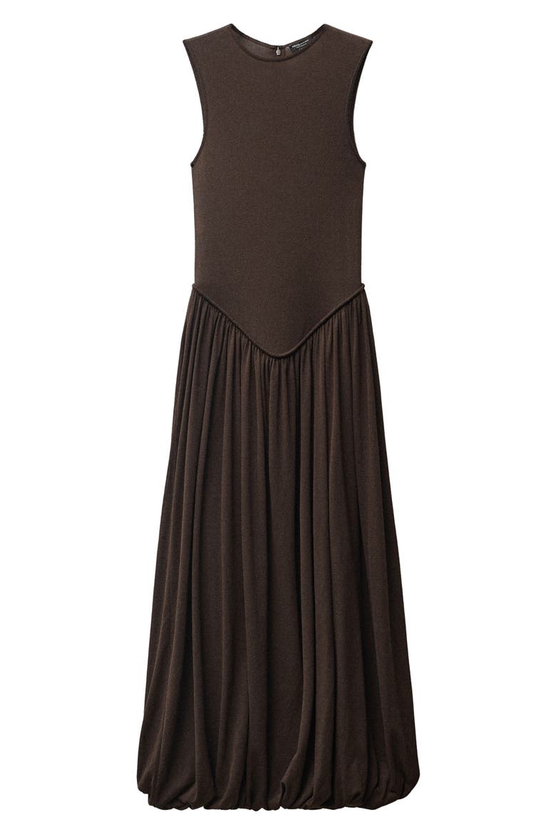 Semisheer Mixed Media Cotton Blend Maxi Dress, Alternate, color, CHOCOLATE