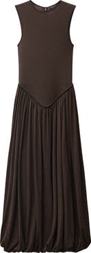 MANGO Semisheer Mixed Media Cotton Blend Maxi Dress