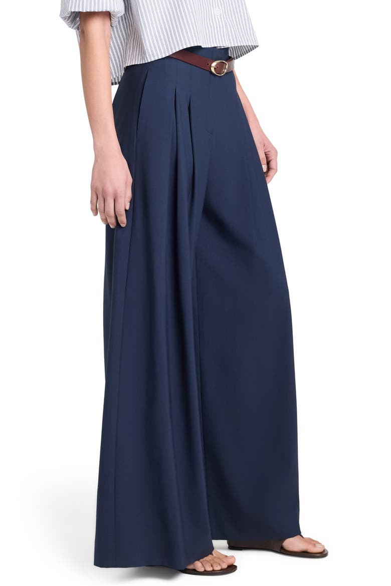 Drew Pleated Wide Leg Cashmere Pants, Alternate, color, BLUEBERRY