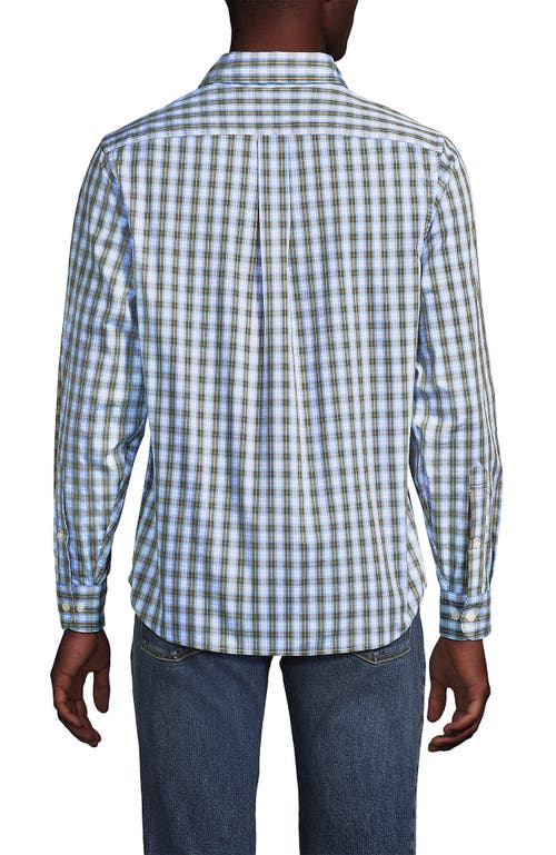 Lands' End Traditional Fit Long Sleeve Travel Kit Shirt In Blue