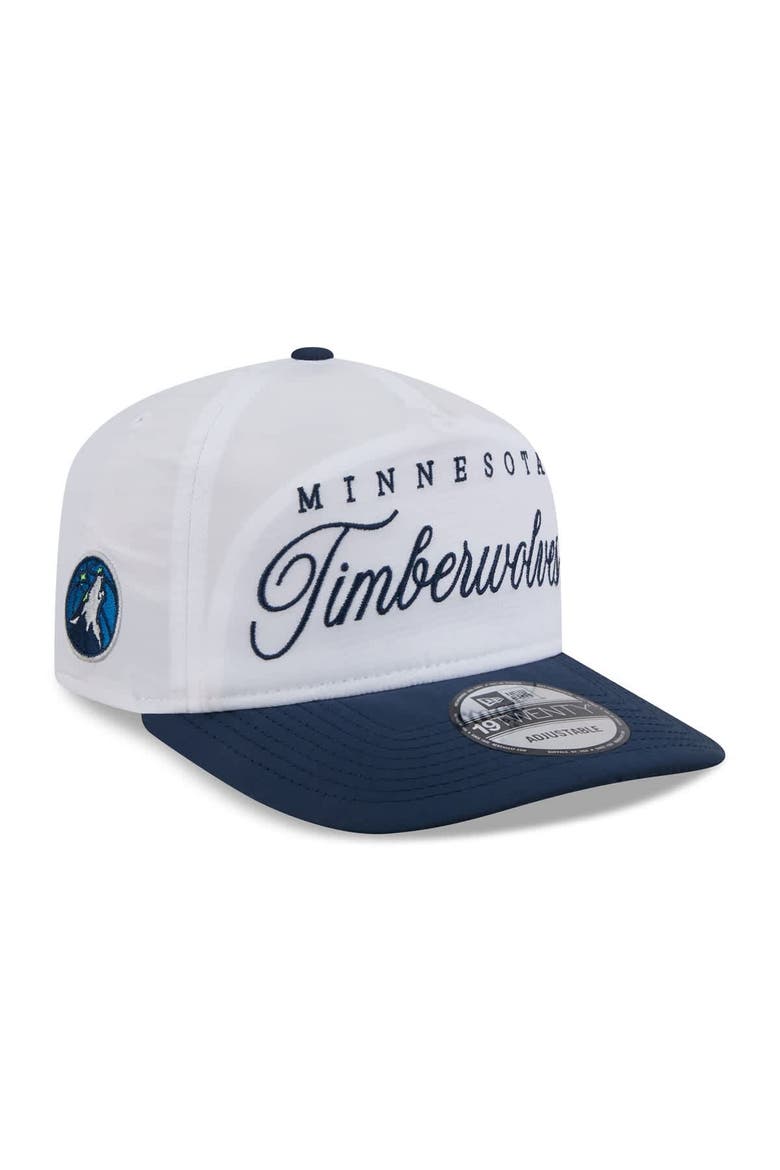 Men's New Era White/Navy Minnesota Timberwolves 2025 NBA Draft On-Stage Nylon 19TWENTY Adjustable Hat, Main, color, White