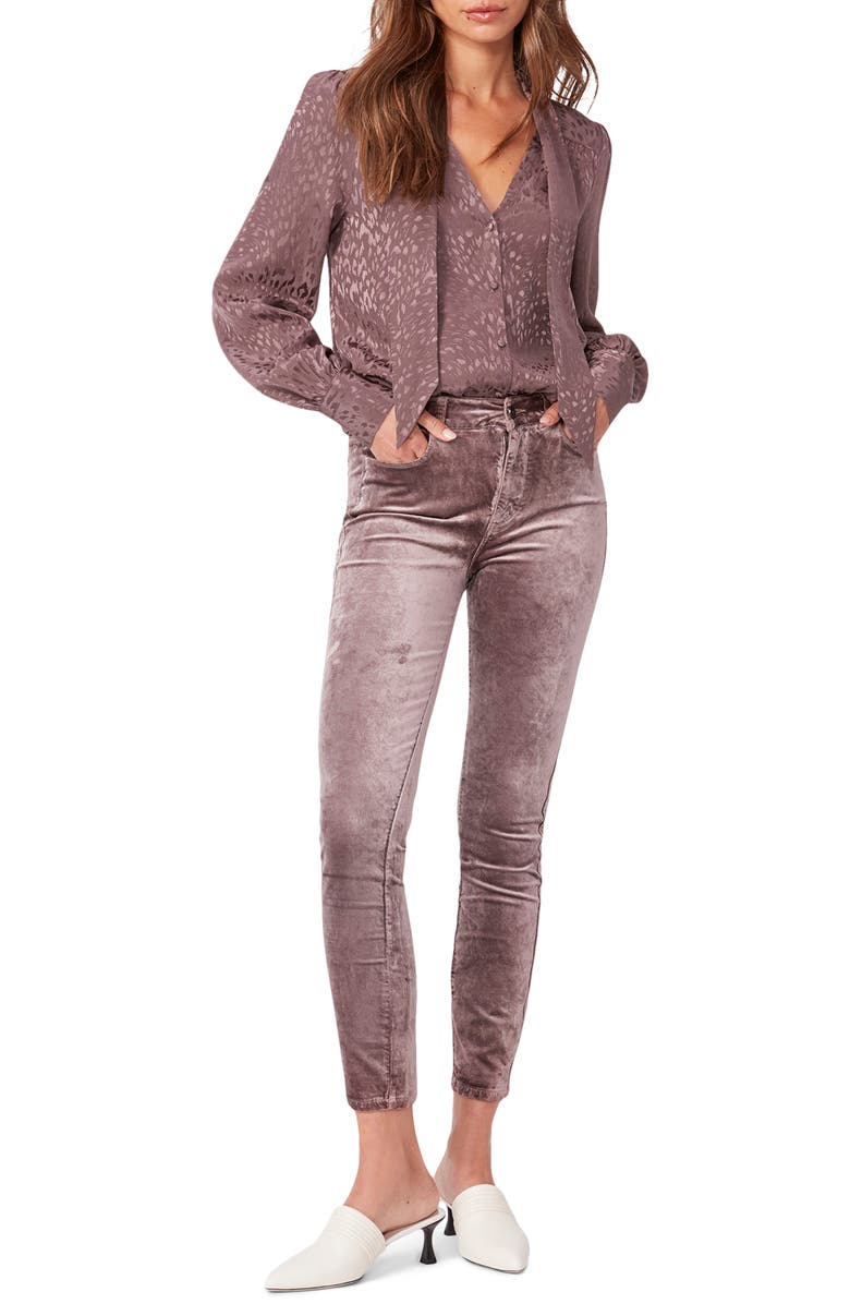 PAIGE Cleobelle Tie Neck Silk Blouse, Alternate, color,