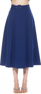 Alexia Admor Belted A-Line Midi Skirt
