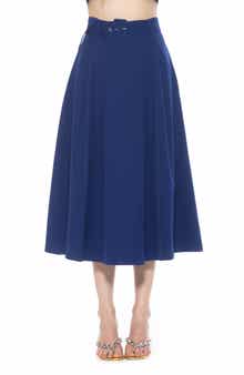 Alexia Admor Belted A-Line Midi Skirt