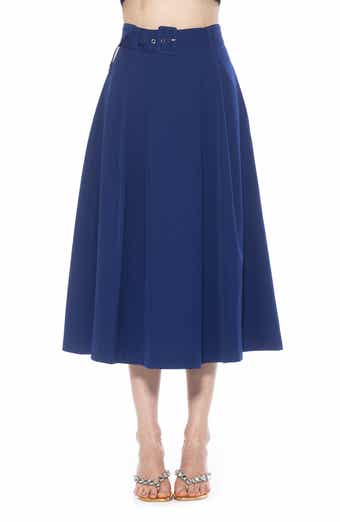 Alexia Admor Belted A-Line Midi Skirt