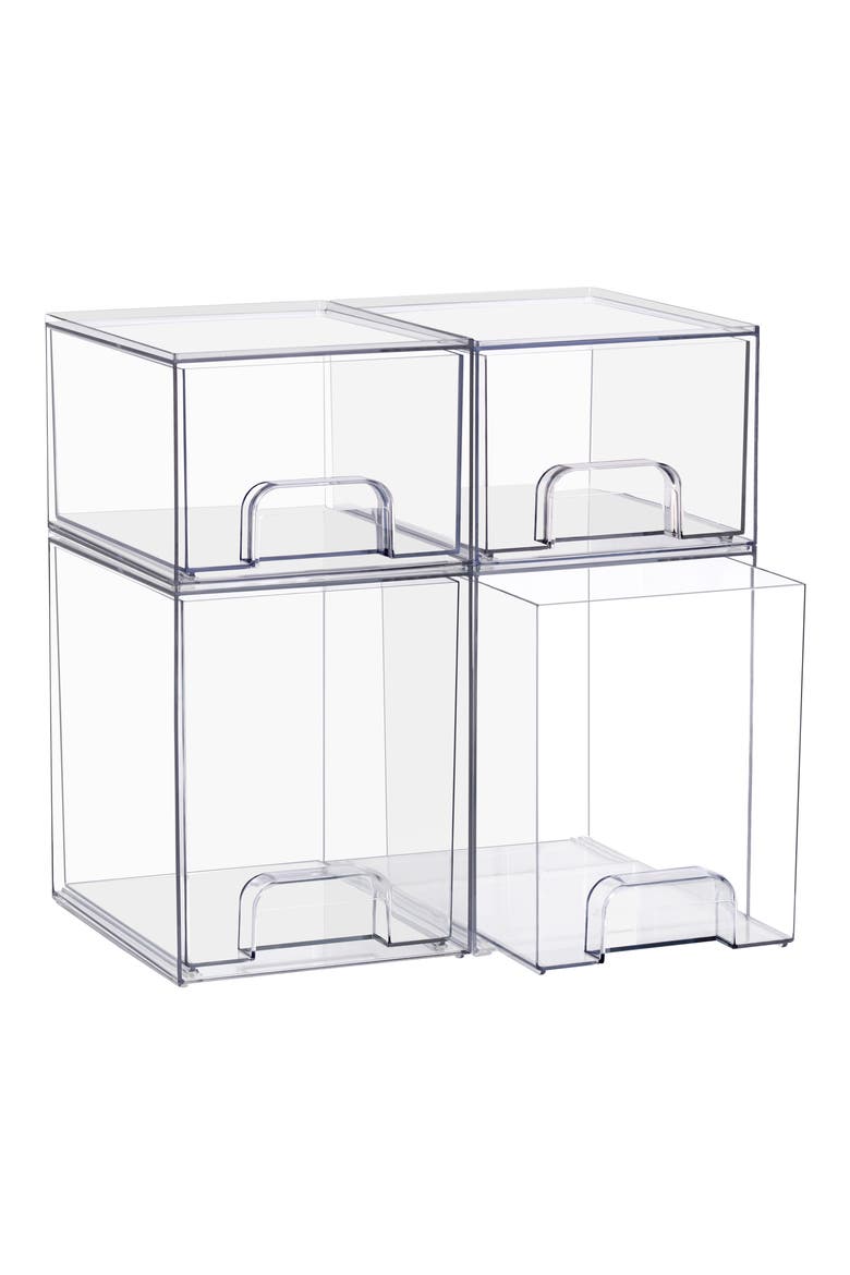 4-Piece Stackable Drawer Storage Bin Set, Main, color, NO COLOR
