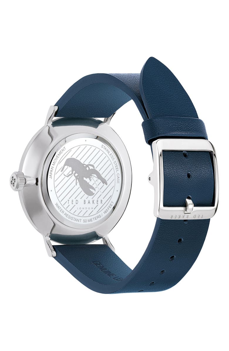 Ted Baker T Engraved Leather Strap Watch, 43mm, Alternate, color, 