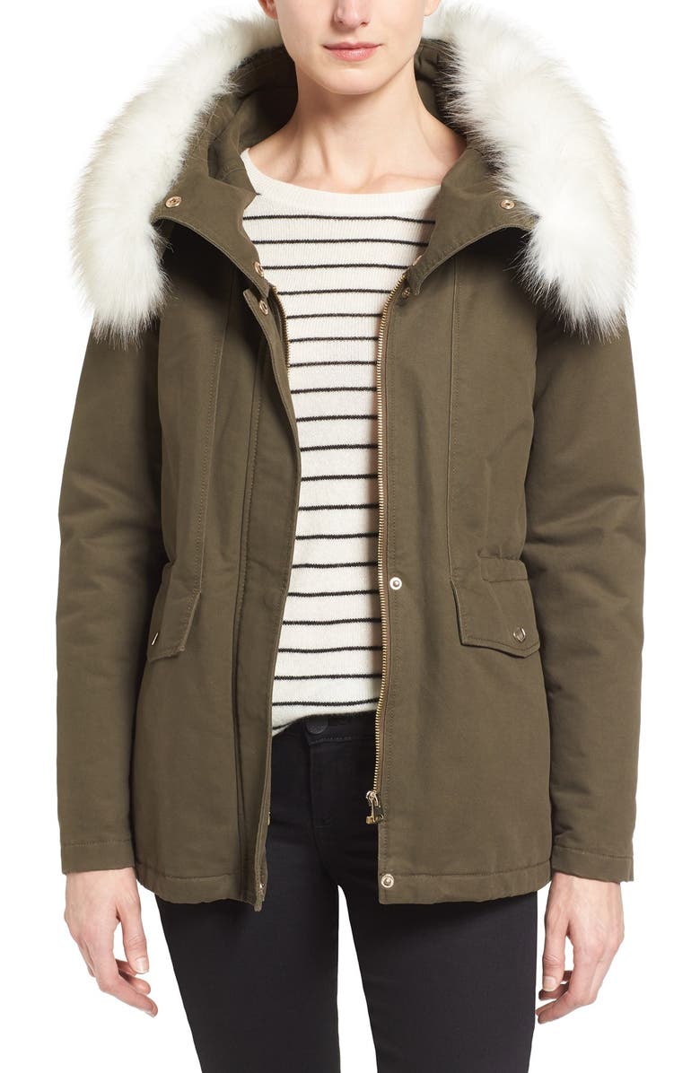 T Tahari Tahari 'Jackie' Hooded Anorak with Removable Faux Fur Trim, Main, color,