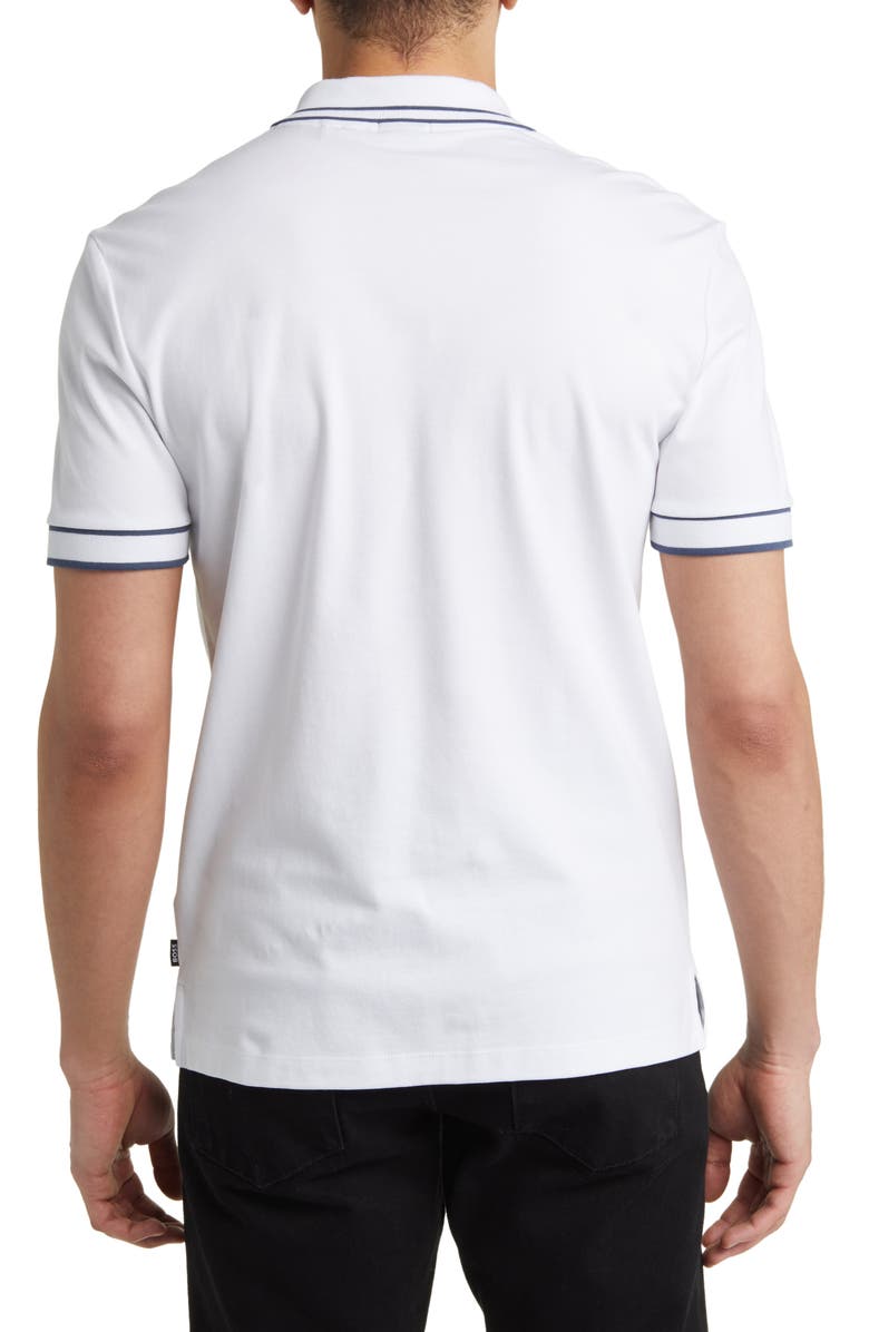 BOSS Parlay Tipped Cotton Polo, Alternate, color, White