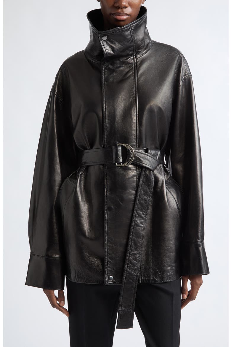 Ellis Leather Jacket, Main, color, BLACK