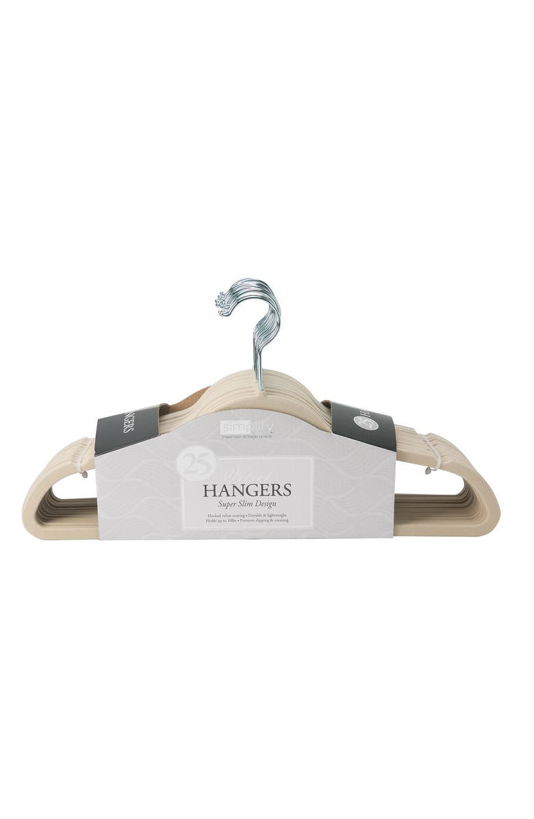 KENNEDY INTERNATIONAL Ivory Simplify Slim Velvet Suit Hanger - Set of 25, Main, color, 