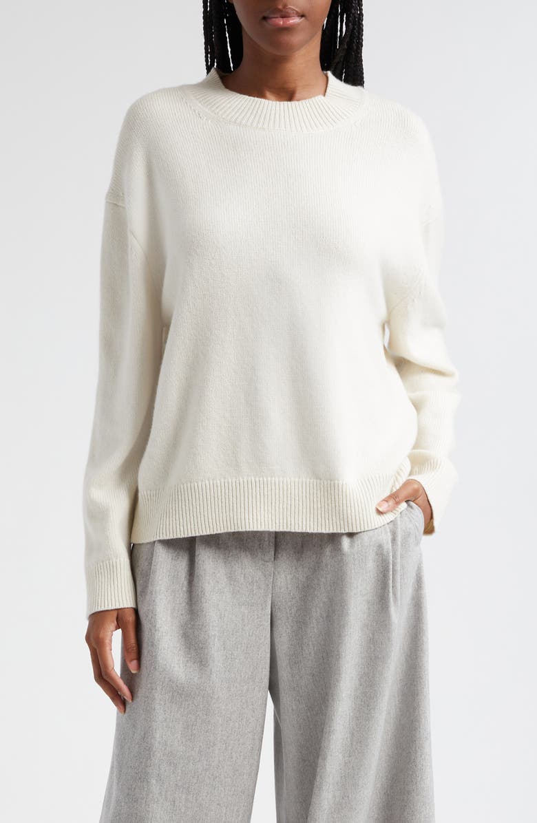 TWP Cashmere Crewneck Boyfriend Sweater, Main, color, Ivory