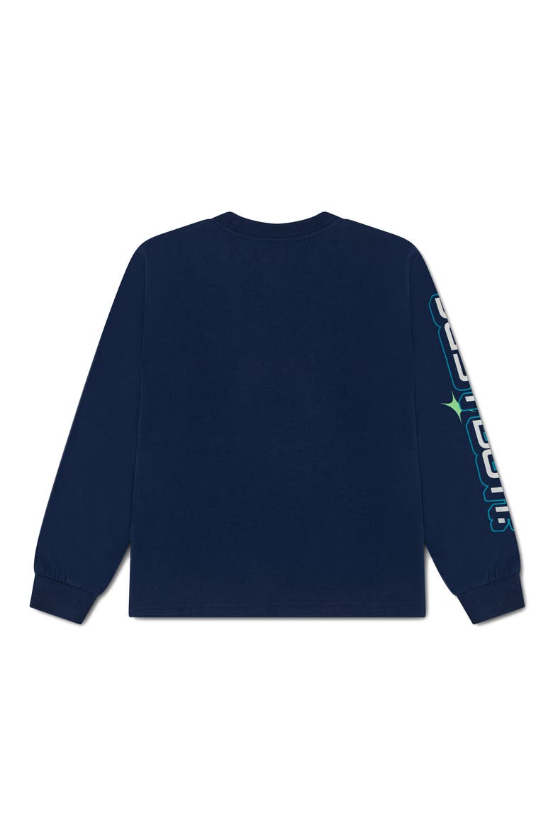 Kids' Y2K Globe Graphic Long Sleeve T-Shirt, Alternate, color, MIDNIGHT NAVY