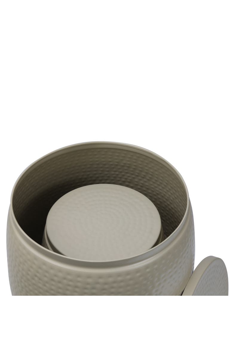 HAPPIMESS Merida Modern Rustic 2-Piece Hammered Metal Drum Storage Side Tables with Lids, Alternate, color, Almond