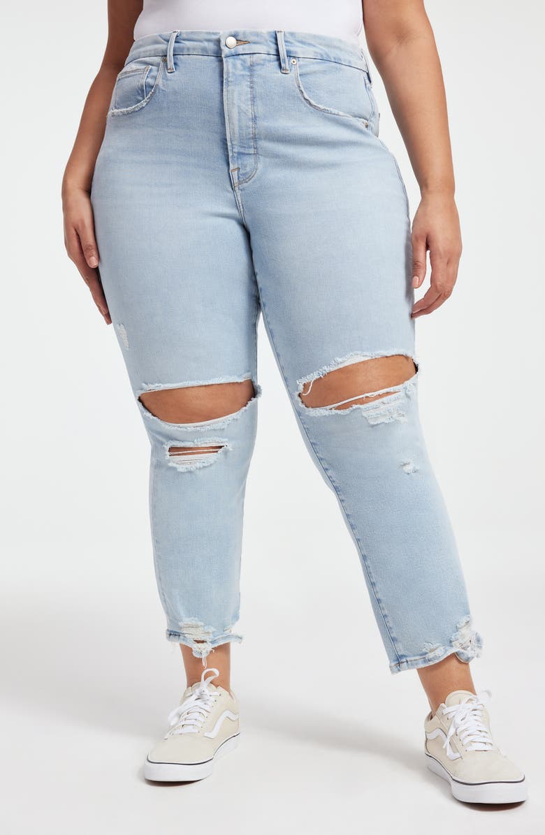 Good American Good Boy Ripped High Waist Boyfriend Jeans, Alternate, color,