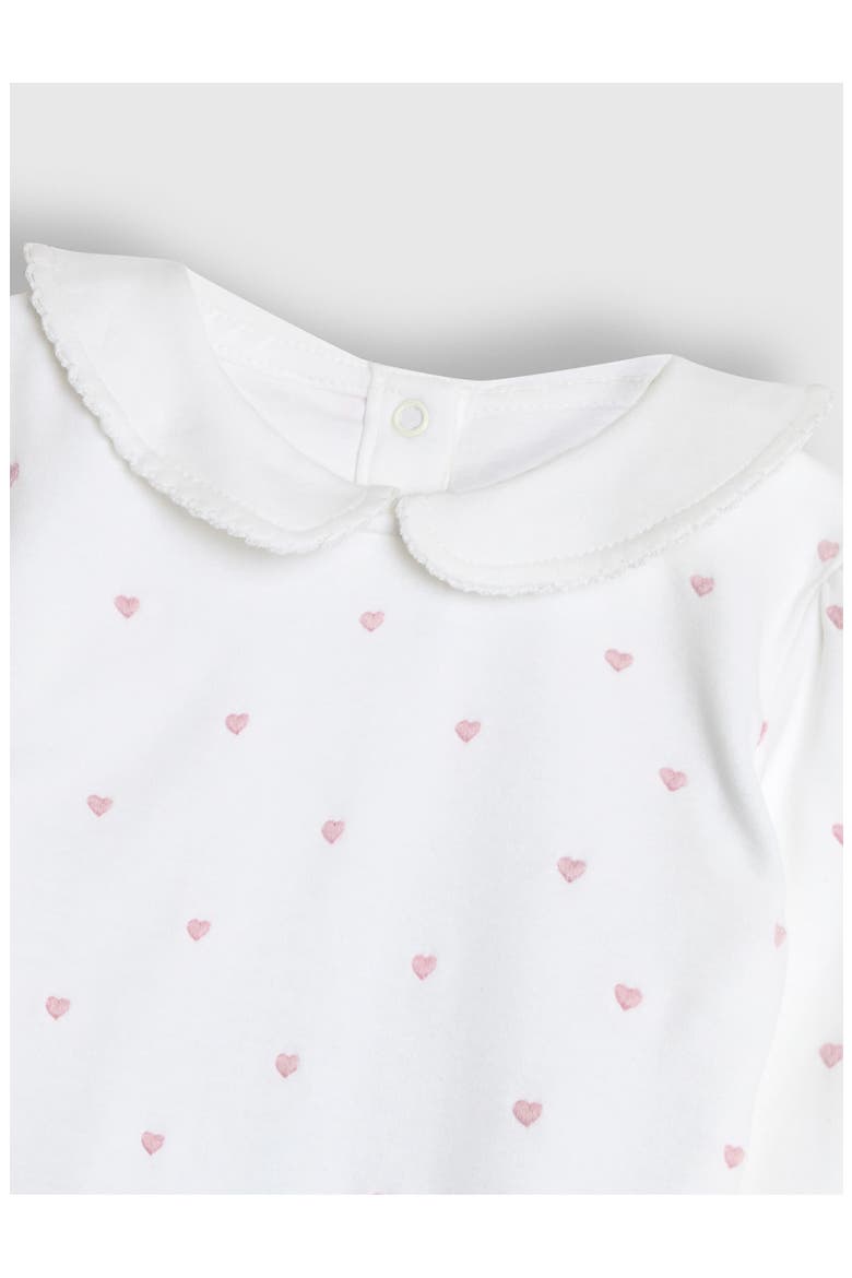 Heart Embroidered Peter Pan Collar Bodysuit, Alternate, color, WHITE