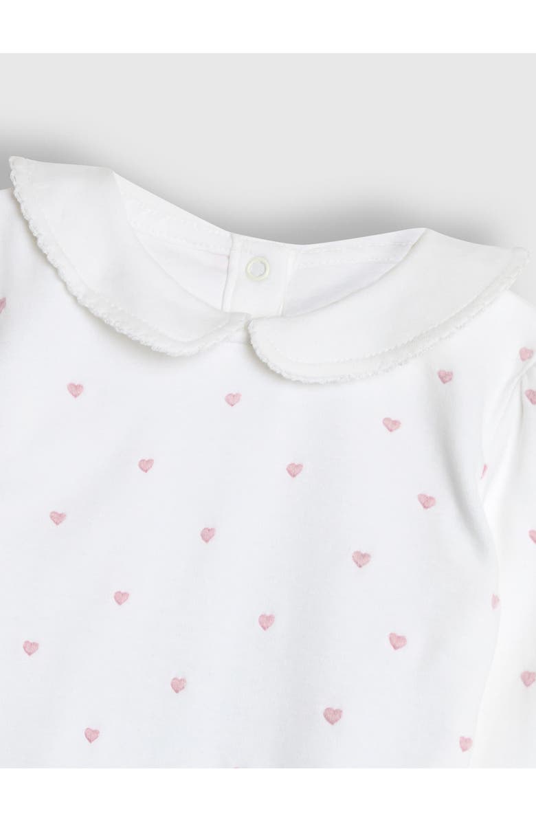 JOJO MAMAN BEBE Heart Embroidered Peter Pan Collar Bodysuit, Alternate, color, 